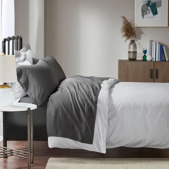Deals ❤️ Madison Park 1500 Thread Count Cotton Blend 2 PC Pillowcases Charcoal ⭐ 4 Deals ❤️ Madison Park 1500 Thread Count Cotton Blend 2 PC Pillowcases Charcoal ⭐ - Image 2