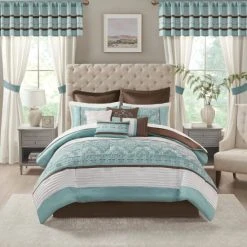 Cheapest 🥰 Madison Park Essentials Katarina Seafoam 24-piece Room In A Bag With Window Panel And Sheet Set 😍
