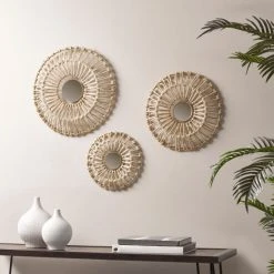 Flash Sale 👏 Madison Park Ella Neutral Corn Leaves Wrapped Metal Wall Decor 3 Piece Set 🥰