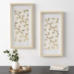 Discount 👍 Madison Park Aurelian Emblem Framed Capiz Shadowbox 2 Piece Set Natural/Gold ⌛