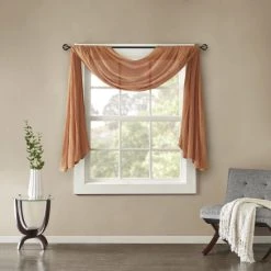 Best Sale 🎉 Madison Park Kaylee Solid Lightweight Crushed Sheer Curtain Scarf Cream 🎉 -Madison Park Sales unnamed file 611