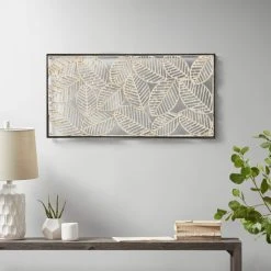 Discount 🤩 Madison Park Paper Cloaked Leaves Natural Paper Cloaked Wall Decor Metal Frame ✔️