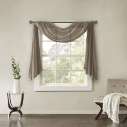 Best Sale 🎉 Madison Park Kaylee Solid Lightweight Crushed Sheer Curtain Scarf Cream 🎉 -Madison Park Sales unnamed file 613