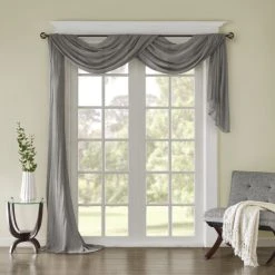 Best Sale 🎉 Madison Park Kaylee Solid Lightweight Crushed Sheer Curtain Scarf Cream 🎉 -Madison Park Sales unnamed file 615