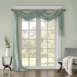 Best Sale 🎉 Madison Park Kaylee Solid Lightweight Crushed Sheer Curtain Scarf Cream 🎉 -Madison Park Sales unnamed file 617