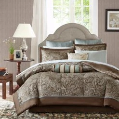 Cheapest ✔️ Madison Park Whitman Blue/ Brown Complete Comforter And Cotton Sheet Set 🧨