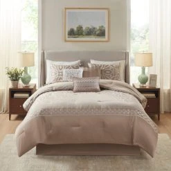 Wholesale 😀 Madison Park Atlas Taupe 7 Piece Jacquard Comforter Set ⭐