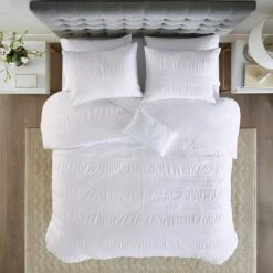 Budget 😉 Madison Park Kate White Cotton Seersucker Duvet Cover Set ✔️