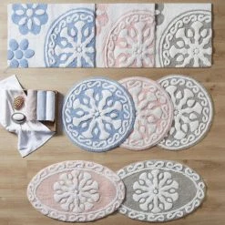 Promo 😉 Madison Park Marrakesh Medallion Cotton Tufted Bath Rug Blue 🤩