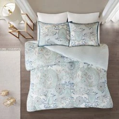 Best Pirce ⭐ Madison Park Loleta Cotton Printed Duvet Cover Set Blue 🛒